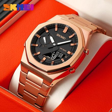 Montre à Quartz Bande en Acier Inoxydable Double Affichage Chronographe thumbnail 2