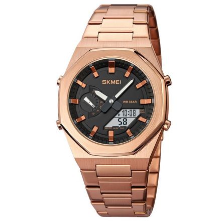 Montre à Quartz Bande en Acier Inoxydable Double Affichage Chronographe thumbnail 2