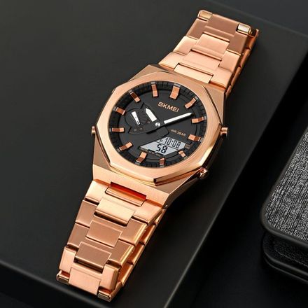 Montre à Quartz Bande en Acier Inoxydable Double Affichage Chronographe thumbnail 3