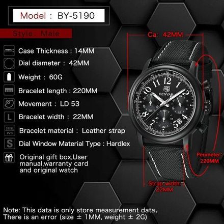 Montre Chronographe Sport Montre à Quartz pour Hommes thumbnail 4