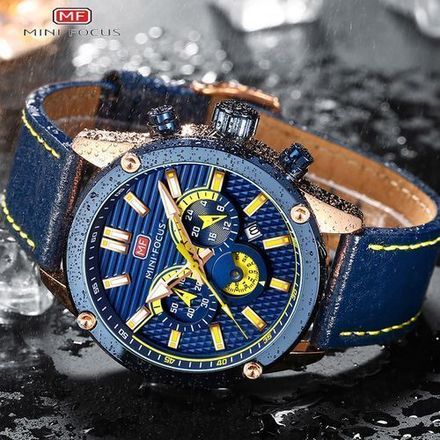Mini Focus Montre-bracelet en Cuir pour Hommes, Nouvelle Mode, Étanche, Lumineuse thumbnail 4