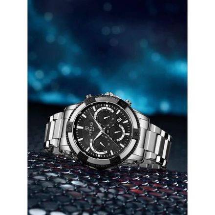 Montre Homme Sport Acier Argent Étanche thumbnail 2