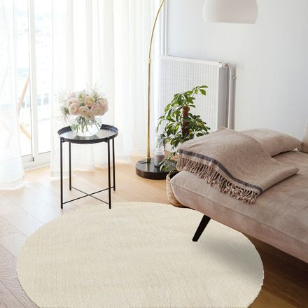 Tapis rond PALMO crème thumbnail 1