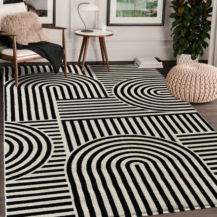 Tapis Suki Noir, Crème thumbnail 1
