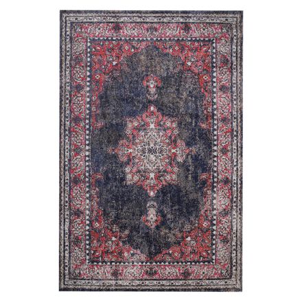 Tapis Ozlem Rouge, Brun, Bleu, Écru thumbnail 1