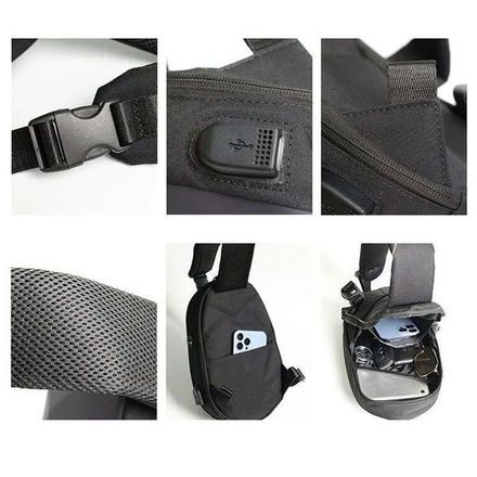 Fashion Sac à Bandoulière de Mode de Sport Extérieur à Main Croisé Décontracté Avec Chargeur USB thumbnail 4