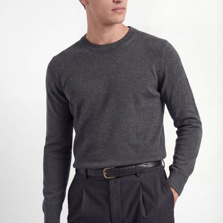 Crew Neck Knit – Charcoal Grey – Wool & Silk Blend thumbnail 1