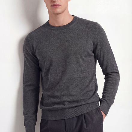 Crew Neck Knit – Charcoal Grey – Wool & Silk Blend thumbnail 2