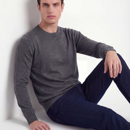 Crew Neck Knit – Charcoal Grey – Wool & Silk Blend thumbnail 3