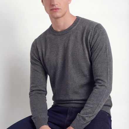 Crew Neck Knit – Charcoal Grey – Wool & Silk Blend thumbnail 4