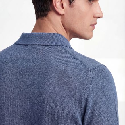 Merino Knit Polo – Dusty Blue – 100% Superfine Virgin Wool thumbnail 3