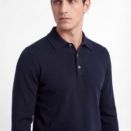 Merino Knit Polo – Navy – 100% Superfine Virgin Wool thumbnail 2