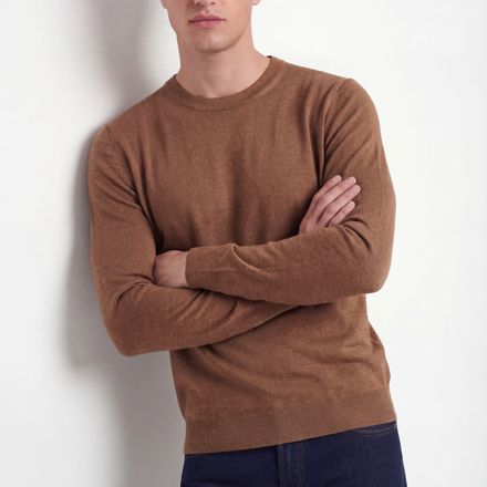 Crew Neck Knit – Cognac – Wool & Silk Blend thumbnail 3