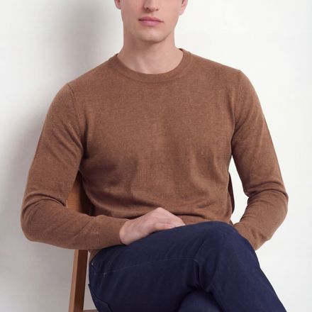 Crew Neck Knit – Cognac – Wool & Silk Blend thumbnail 4
