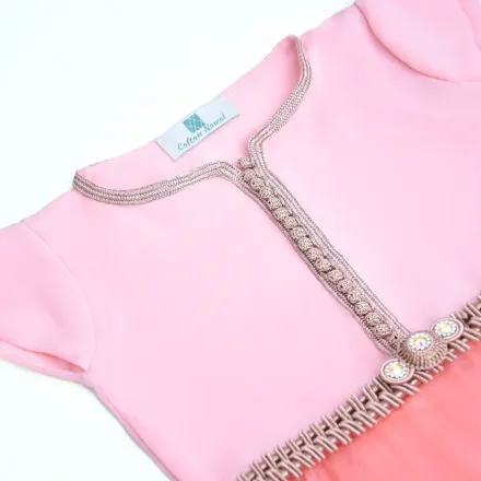 Caftan sans Manches en Crêpe Georgette en Soie thumbnail 3