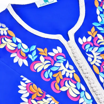 Caftan en crêpe de soie bleu thumbnail 2
