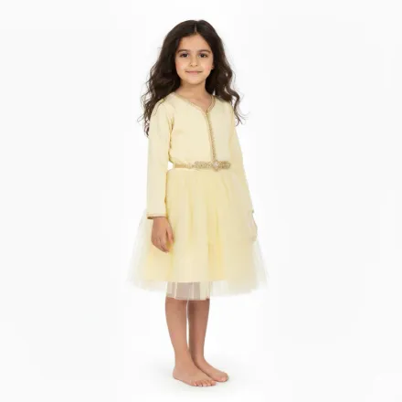 Caftan avec Manches Crêpe Georgette en Soie thumbnail 2