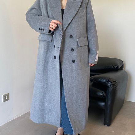 Manteau long droit en laine  thumbnail 1