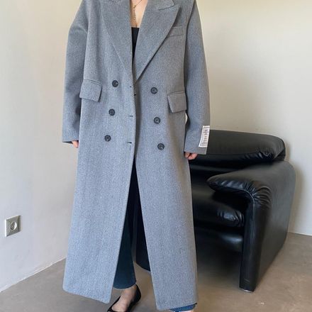 Manteau long droit en laine  thumbnail 2