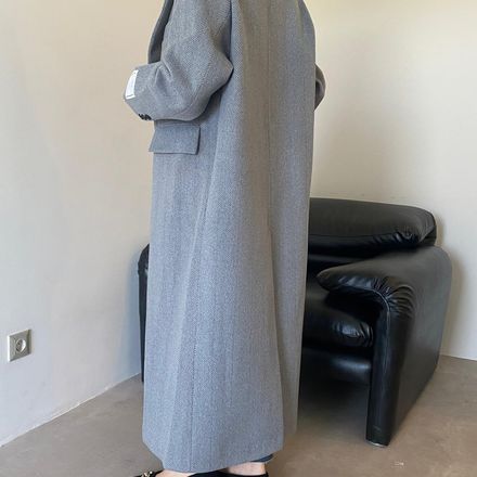 Manteau long droit en laine  thumbnail 3