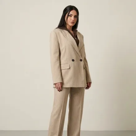 Ensemble Tailleur / Veste Croisée Rayé thumbnail 3