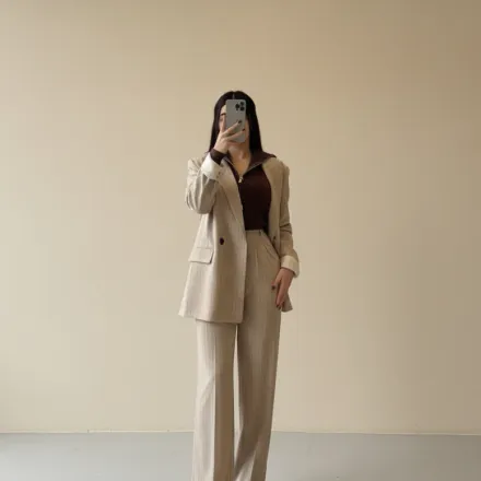Ensemble Tailleur / Veste Croisée Rayé thumbnail 2