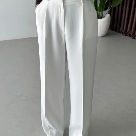 Pantalon Fluide Premium - Blanc thumbnail 2