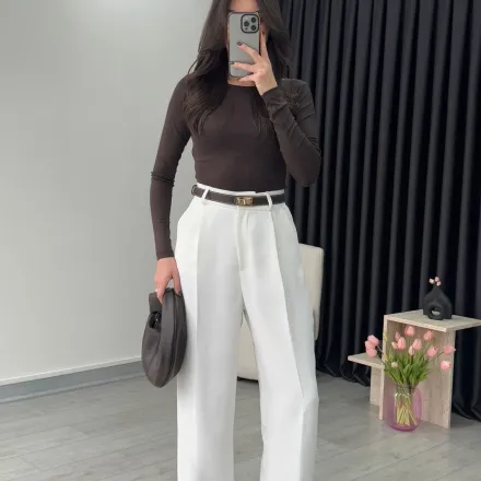 Pantalon Fluide Premium - Blanc thumbnail 3