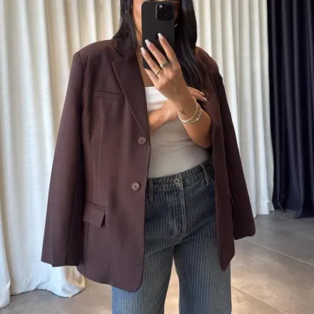 Blazer Marron Chocolat Oversize thumbnail 4
