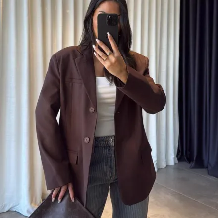 Blazer Marron Chocolat Oversize thumbnail 3
