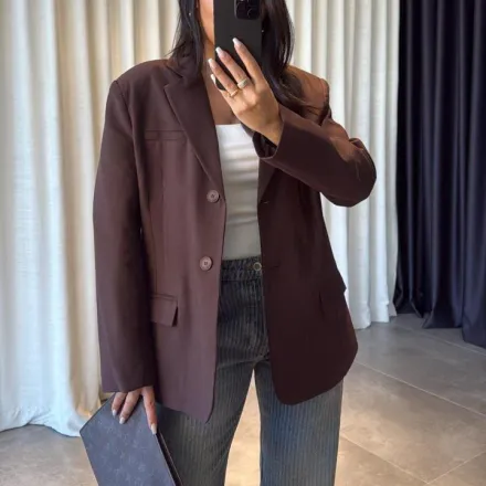 Blazer Marron Chocolat Oversize thumbnail 2