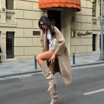 Bottes en suédine effet pantalon avec talon thumbnail 3
