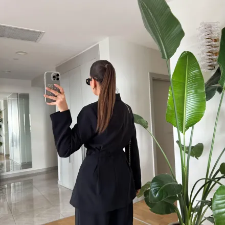 Ensemble Tailleur - Blazer Ceinturée & Pantalon Fluide thumbnail 2