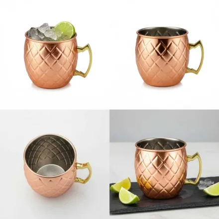 Mug en Cuivre Martelé avec Intérieur Inox - 500ml thumbnail 2