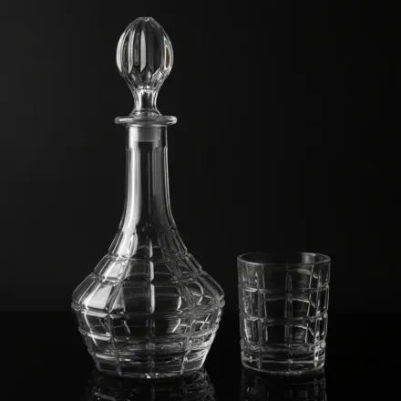 Ensemble carafe et 6 verres quadrillés en relief thumbnail 1