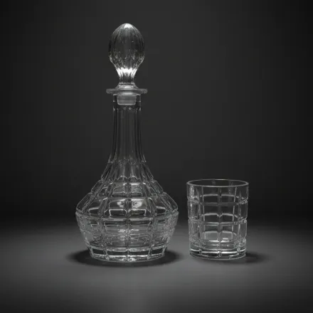 Ensemble carafe et 6 verres quadrillés en relief thumbnail 2