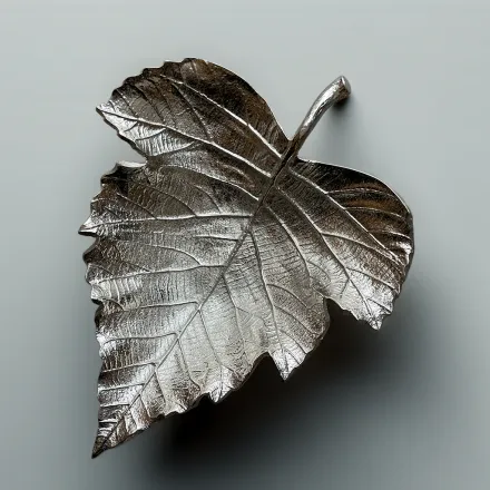 Plat décoratif feuille argentée en forme de feuille thumbnail 3