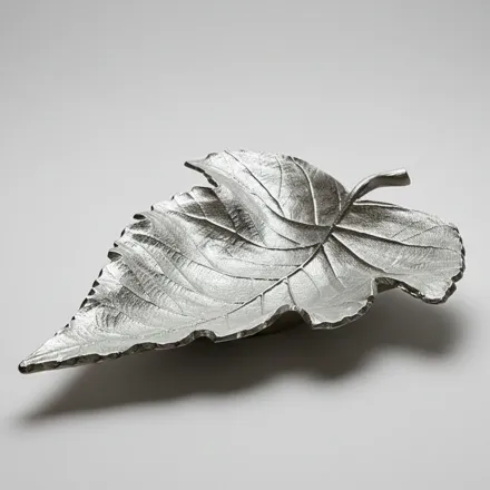 Plat décoratif feuille argentée en forme de feuille thumbnail 2