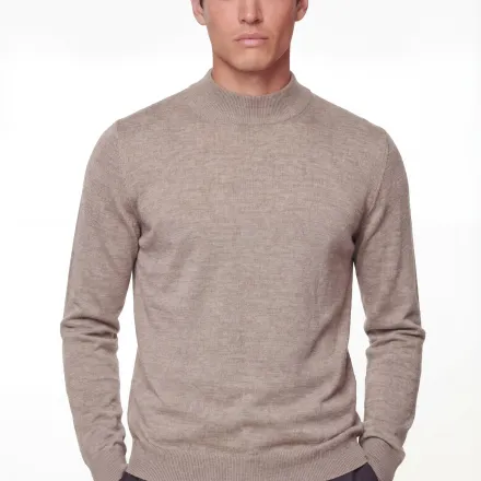 Mock Neck Knit Sweater – Extra-fine Merino Wool thumbnail 1