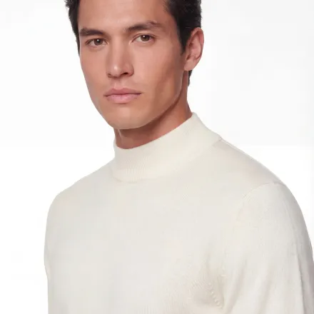 Mock Neck Knit Sweater – Super Fine Merino Wool thumbnail 2