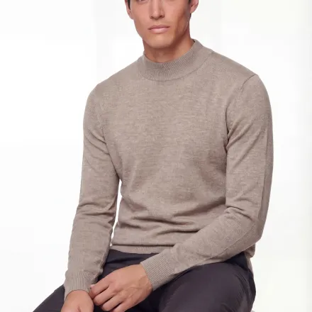Mock Neck Knit Sweater – Extra-fine Merino Wool thumbnail 3