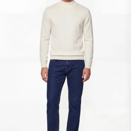 Mock Neck Knit Sweater – Super Fine Merino Wool thumbnail 4