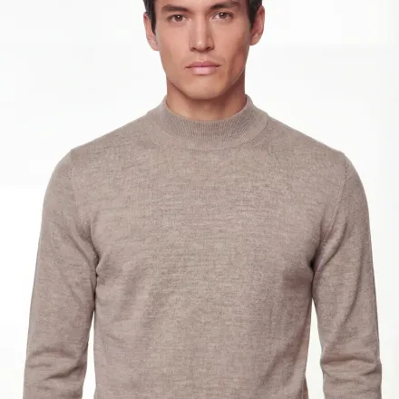 Mock Neck Knit Sweater – Extra-fine Merino Wool thumbnail 4