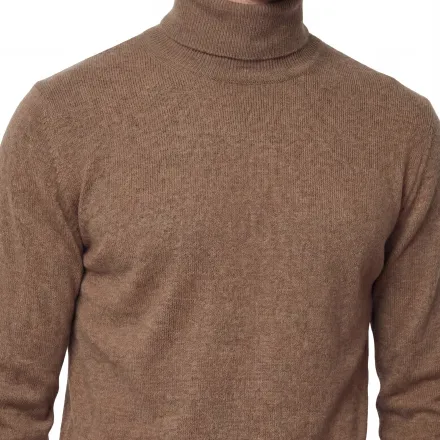 Turtleneck Knit Sweater – Camel – Extra-fine Merino Wool thumbnail 4