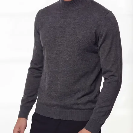 Mock Neck Knit Sweater – Super Fine Merino Wool thumbnail 1