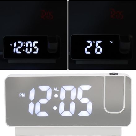 Réveil À Projection Pour Chambre À Coucher, Horloge Numérique Led À Projection Sur Plafond Et Mur 180 ° thumbnail 3