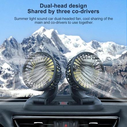 Ventilateur De Voiture Double Tête 360° – Usb 12v/24v, Silencieux Et Réglable thumbnail 3