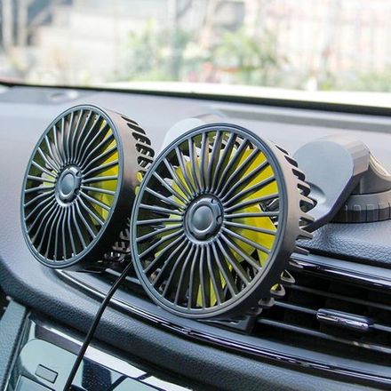 Ventilateur De Voiture Double Tête 360° – Usb 12v/24v, Silencieux Et Réglable thumbnail 4