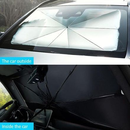 Couvre Pare-brise Parapluie Pliable En Titane Et Argent, Bloc De Lumière, Rayons Ultraviolets thumbnail 2