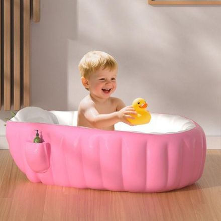 Baignoire Bébé Gonflable Antidérapante , Confort Optimal Et Sécurité Maximale - Rose thumbnail 1